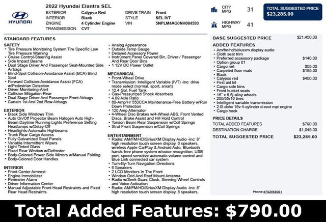 2022 Hyundai Elantra SEL IVT - 22935689 - 2