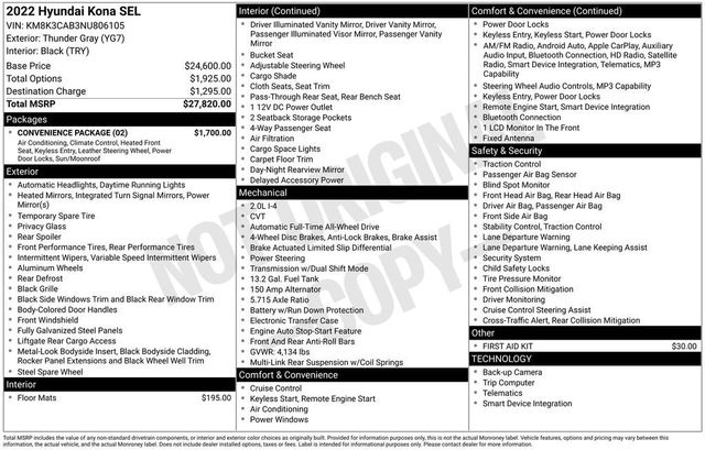 2022 Hyundai Kona SEL Automatic AWD - 23019445 - 5