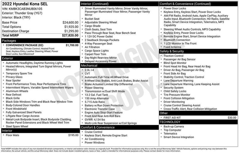 2022 Hyundai Kona SEL Automatic AWD - 23019445 - 5