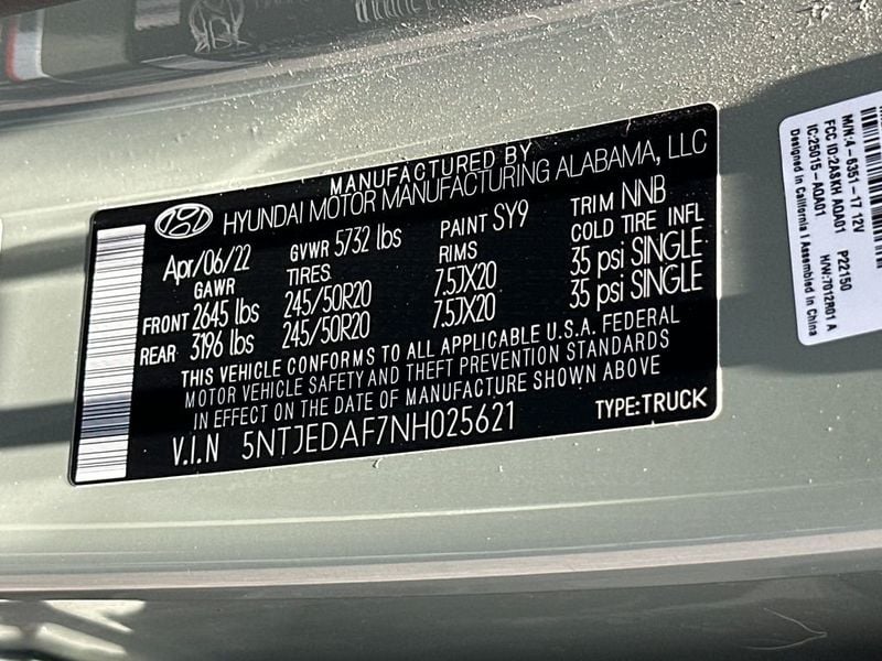 2022 Hyundai Santa Cruz Limited AWD - 23055329 - 22