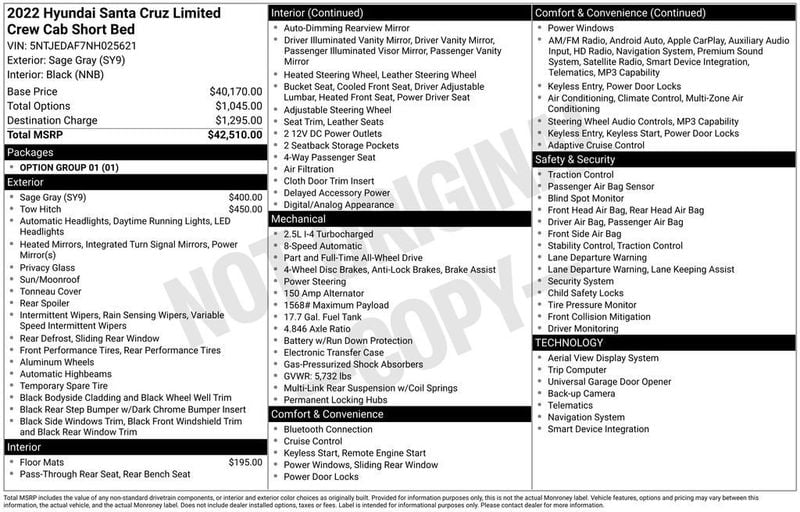 2022 Hyundai Santa Cruz Limited AWD - 23055329 - 5