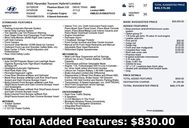 2022 Hyundai Tucson Hybrid Limited AWD - 22970369 - 2