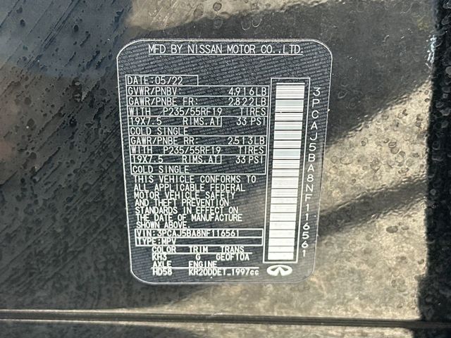 2022 INFINITI QX50 LUXE FWD - 22987597 - 22