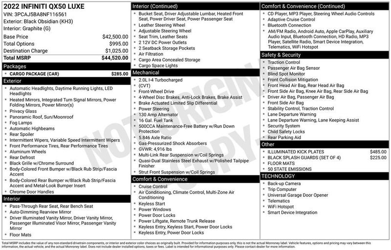 2022 INFINITI QX50 LUXE FWD - 22987597 - 5