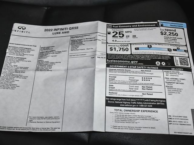 2022 INFINITI QX55 LUXE - 22951578 - 55