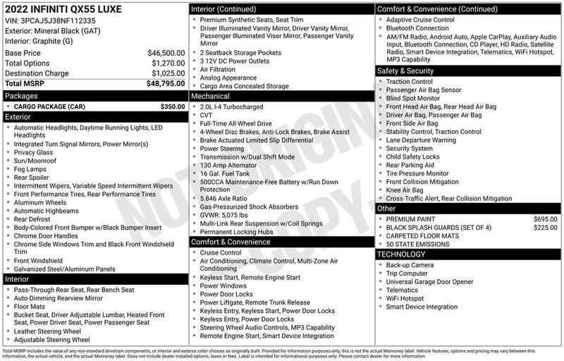 2022 INFINITI QX55 LUXE AWD - 22963770 - 5