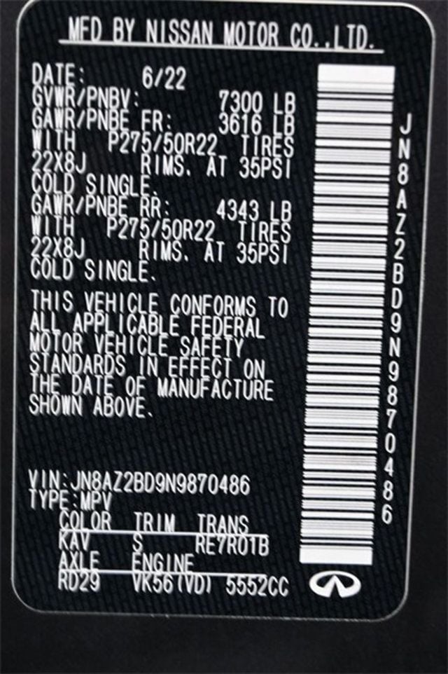 2022 INFINITI QX80 SENSORY RWD - 22957367 - 6