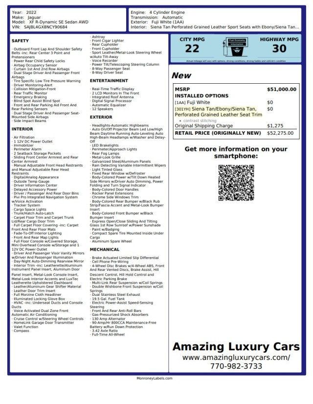 2022 Jaguar XF R-Dynamic SE Sedan AWD - 23060085 - 22