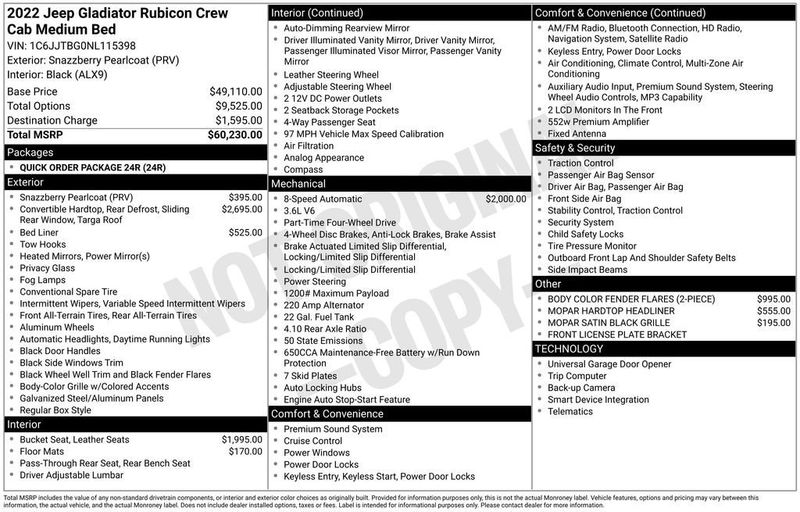 2022 Jeep Gladiator Rubicon 4x4 - 22915990 - 5