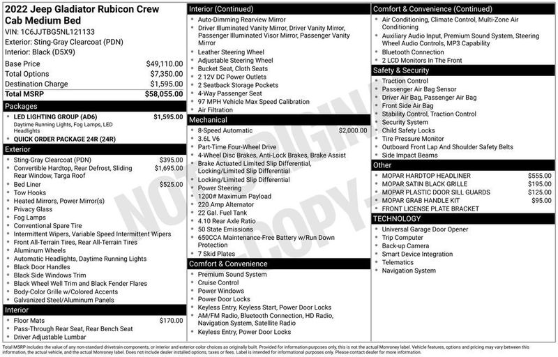 2022 Jeep Gladiator Rubicon 4x4 - 22954344 - 5
