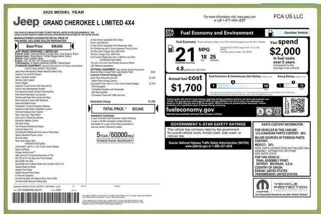 2022 Jeep Grand Cherokee L Limited 4x4 - 23073817 - 2