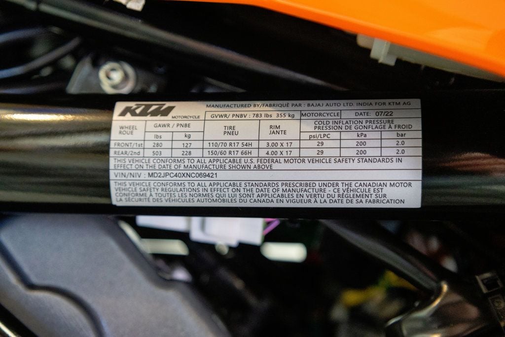 2022 KTM DUKE 200 ABS 1-OWNER LOW MILES!!! - 22995413 - 24