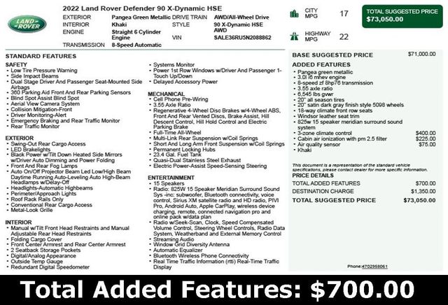 2022 Land Rover Defender 90 X-Dynamic HSE AWD - 22978392 - 2