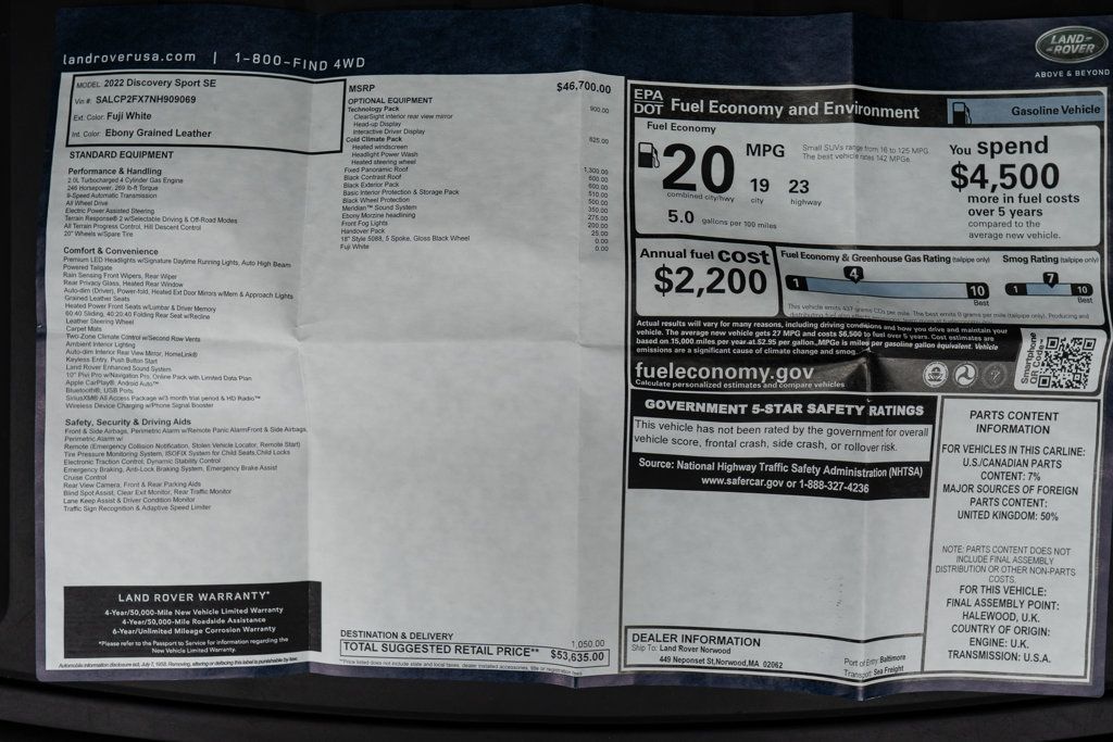 2022 Land Rover Discovery Sport SE 4WD - 22851644 - 50