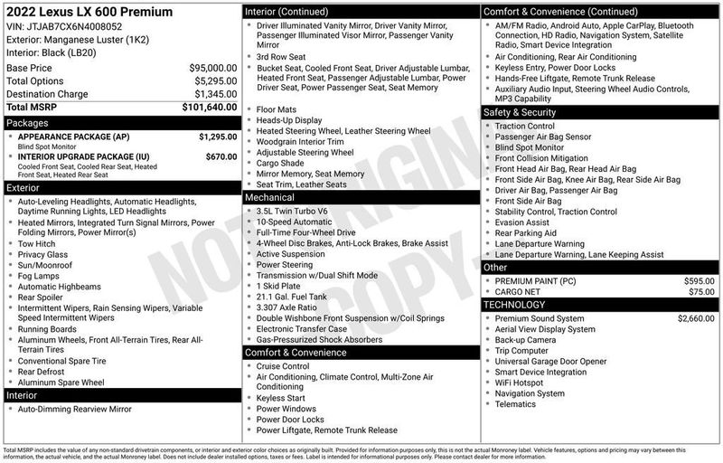 2022 Lexus LX LX 600 Premium 4WD - 23024888 - 5