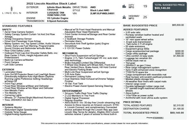 2022 Lincoln Nautilus Black Label AWD - 22994154 - 2