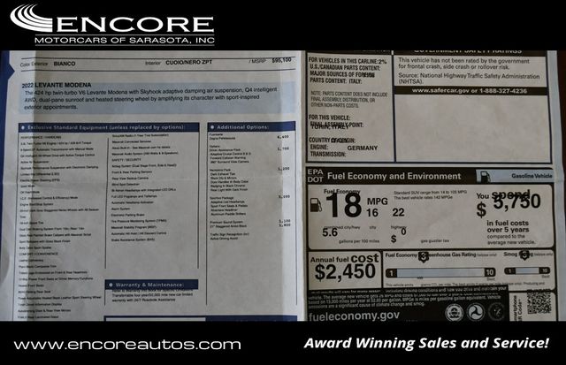 2022 Maserati Levante Modena 3.0L SUV W/Sportivo & Nerissimo Packages - 23042561 - 0