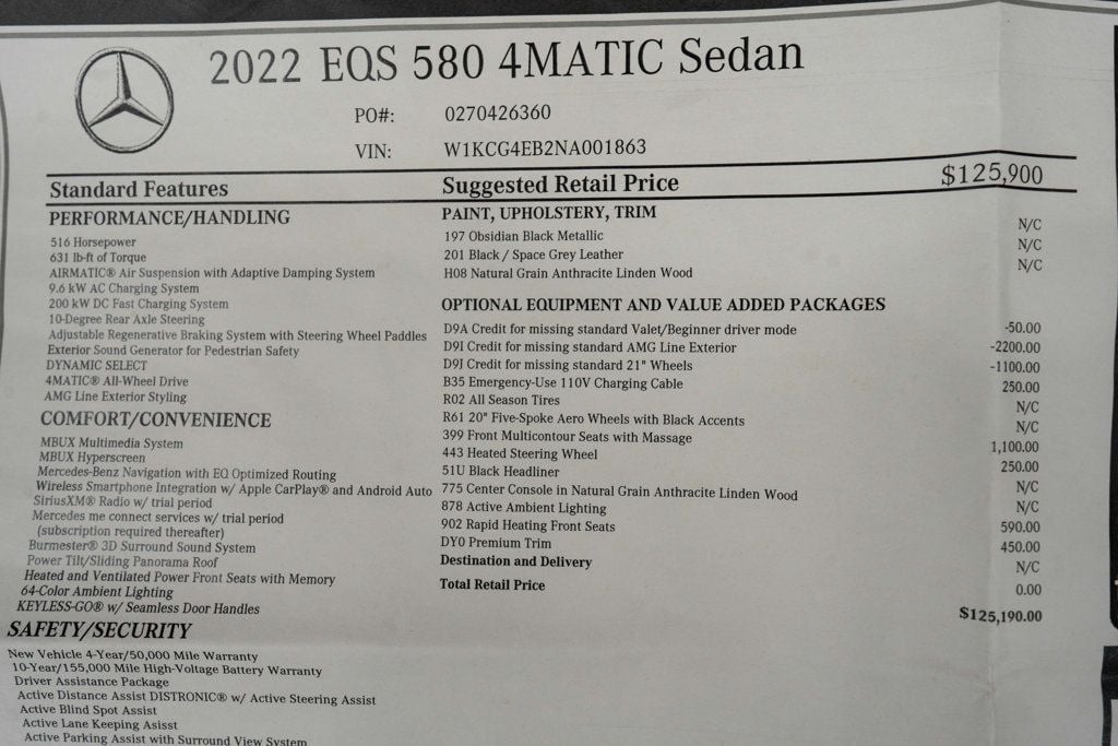 2022 Mercedes-Benz EQS EQS 580 4MATIC Sedan - 22504177 - 65