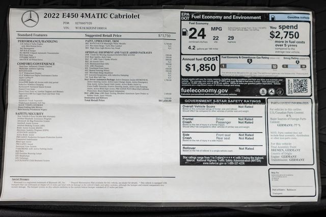 2022 Mercedes-Benz E-Class E 450 4MATIC Cabriolet - 23025369 - 47
