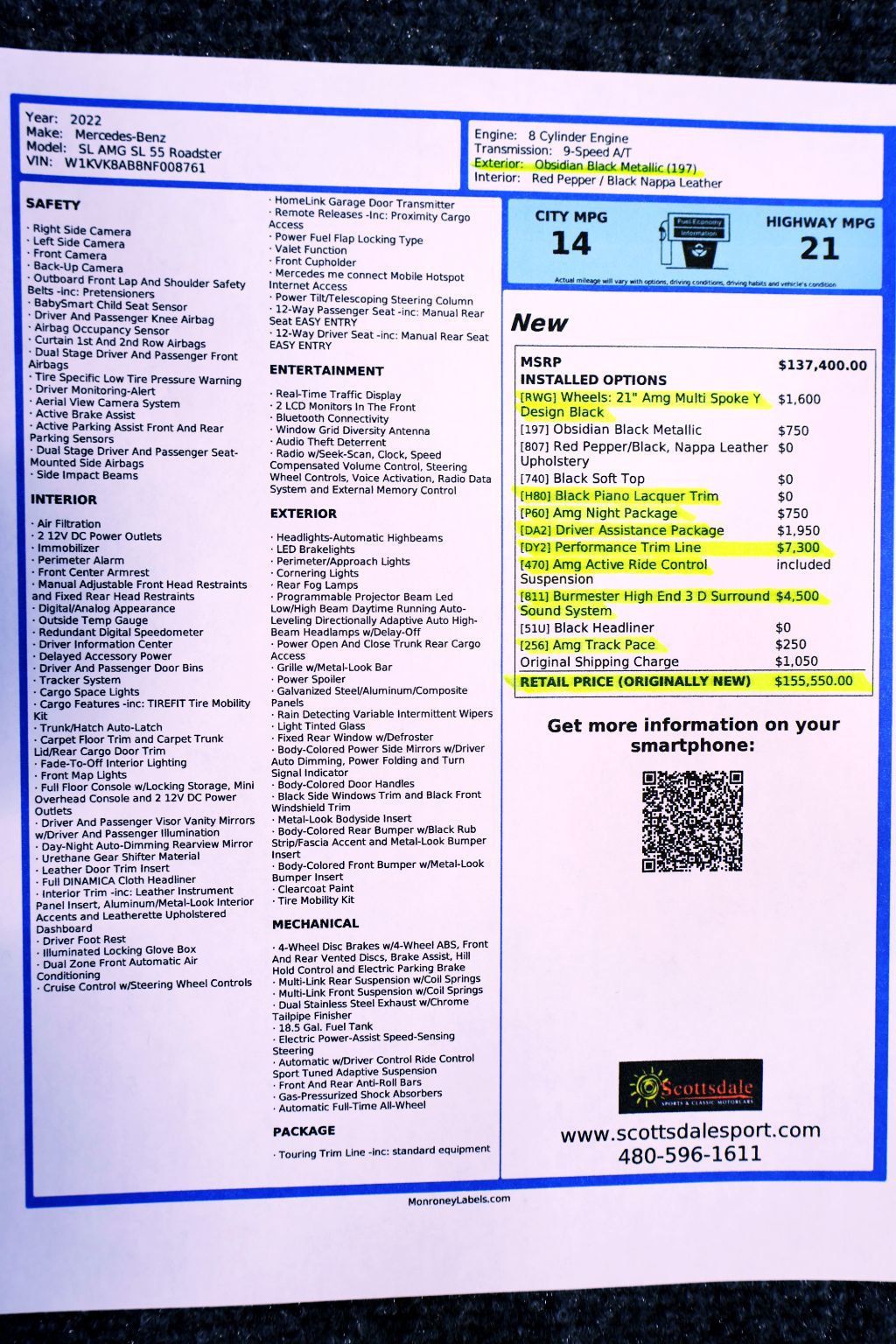 2022 Mercedes-Benz SL55 AMG 4-MATIC OBSIDIAN BLACK...SORRY SOLD!! - 22867017 - 19