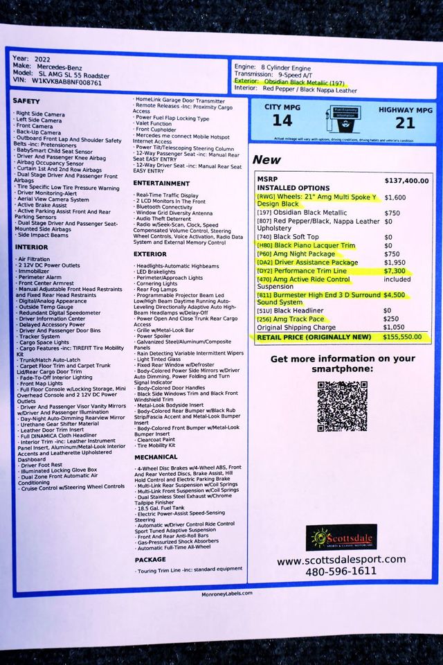 2022 Mercedes-Benz SL55 AMG 4-MATIC OBSIDIAN BLACK...SORRY SOLD!! - 22867017 - 19