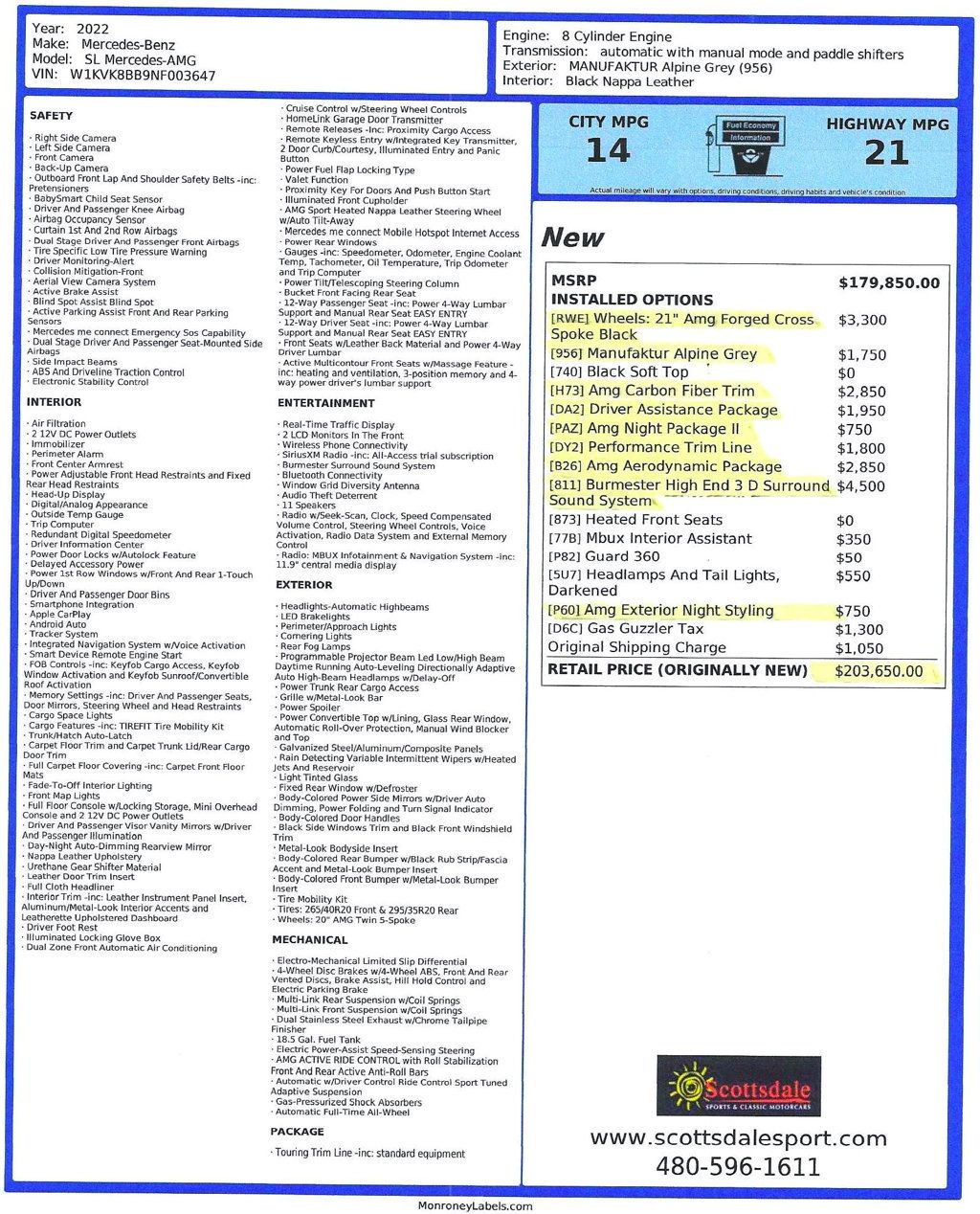 2022 Mercedes-Benz SL63 AMG RDSTR ALPINE GREY...6,895 Miles...Fully Optioned - 22998239 - 1