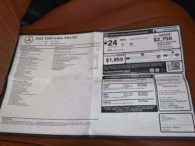 2022 Mercedes-Benz S-Class S 500 - 22936329 - 72