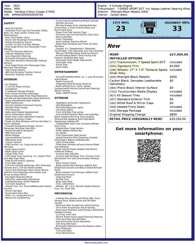 2022 MINI Cooper S Hardtop 4 Door  - 22892610 - 33