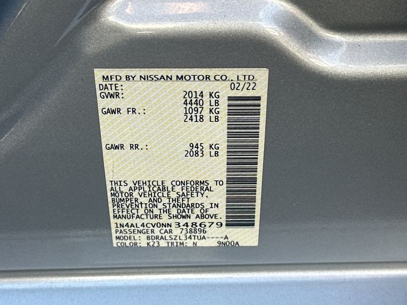 2022 Nissan Altima 2.0 SR Sedan - 23039210 - 22