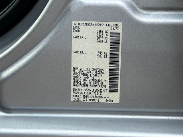 2022 Nissan Altima 2.5 SV Sedan - 22545406 - 23