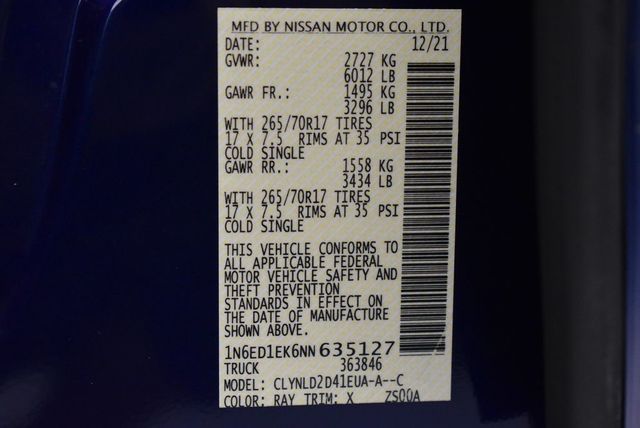 2022 Nissan Frontier Crew Cab 4x4 PRO-4X Automatic - 22907794 - 41