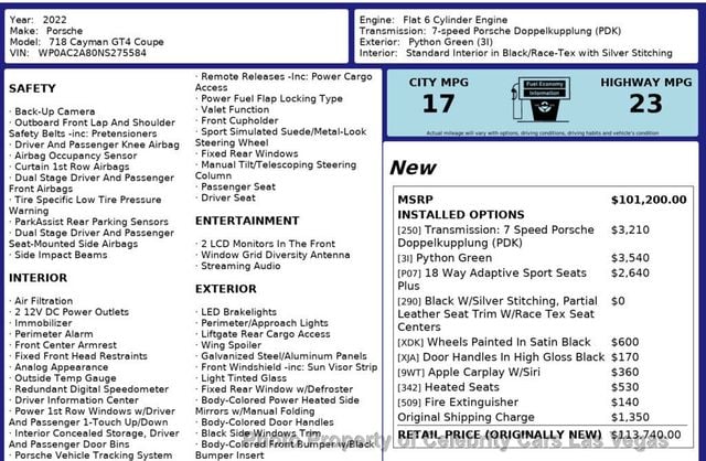 2022 Porsche 718 Cayman GT4 Coupe - 22940147 - 2