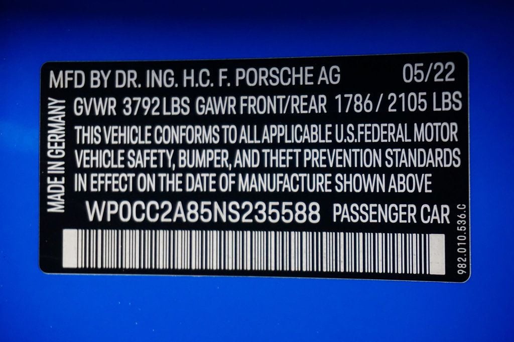 2022 Porsche 718 Spyder *718 Spyder* *6-Speed Manual* *Shark Blue* *Full PPF*   - 22934886 - 21