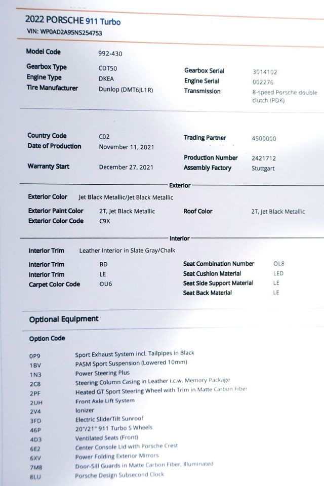 2022 Porsche 911 TURBO COUPE JET BLACK...2,340 Miles...CPO-2027!!  - 22900626 - 21