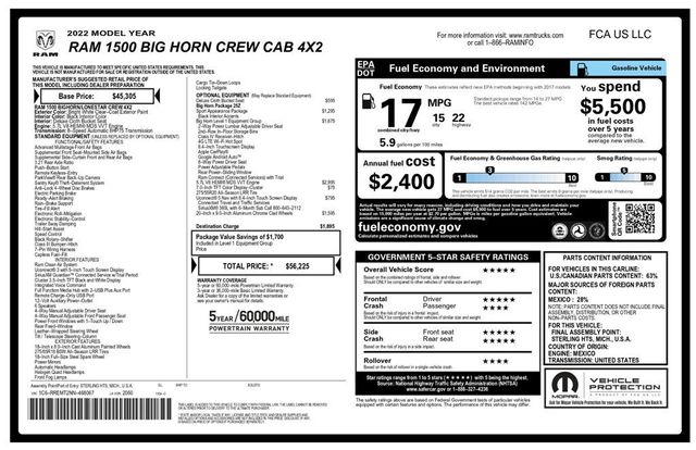 2022 Ram 1500 Big Horn Crew Cab RC Lift 24" TIS Wheels 35" AMP R/T Tires - 22964567 - 8