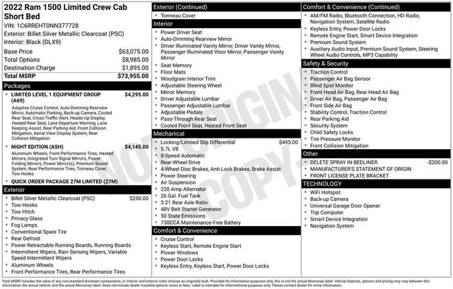 2022 Ram 1500 Limited 4x2 Crew Cab 5'7" Box - 22895057 - 5