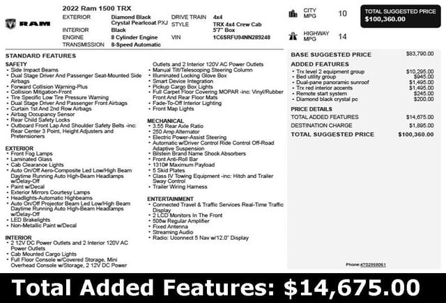 2022 Ram 1500 TRX 4x4 Crew Cab 5'7" Box - 22989096 - 2