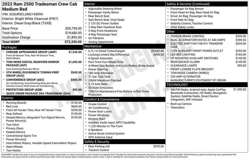 2022 Ram 2500 Tradesman 4x4 Crew Cab 6'4" Box - 22991055 - 5