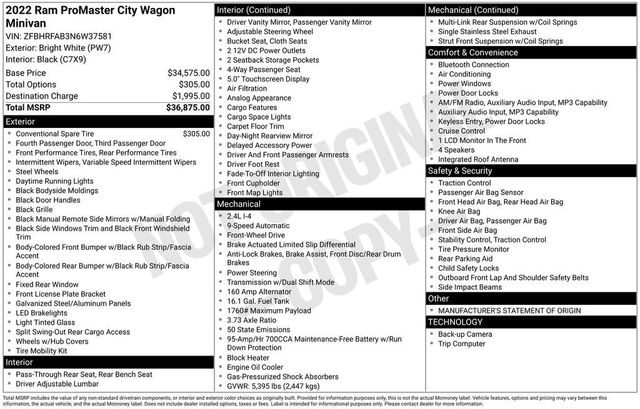 2022 Ram ProMaster City Base - 23046335 - 5