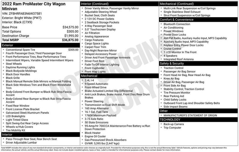 2022 Ram ProMaster City Base - 23046335 - 5