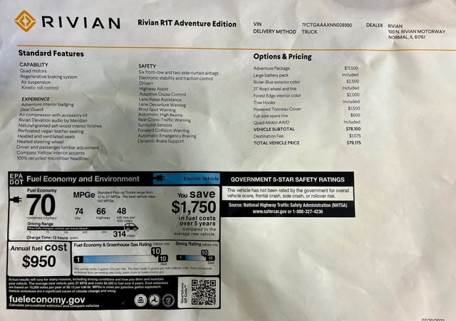 2022 Rivian R1T Adventure Package AWD - 22976404 - 32