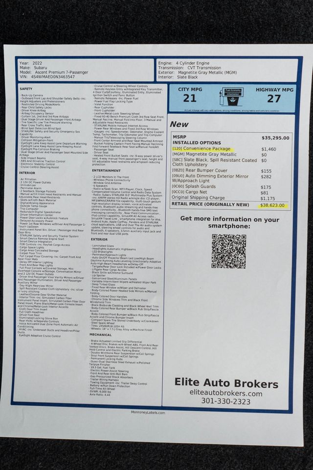 2022 Subaru Ascent Premium 7-Passenger - 22996290 - 44