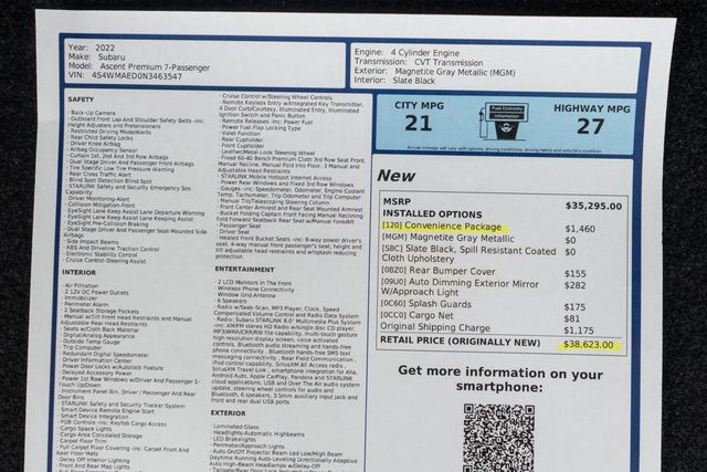 2022 Subaru Ascent Premium 7-Passenger - 22996290 - 45