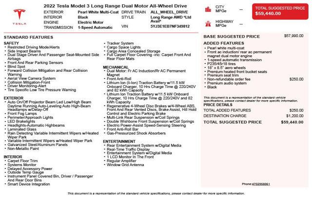 2022 Tesla Model 3 Long Range AWD - 23052903 - 2