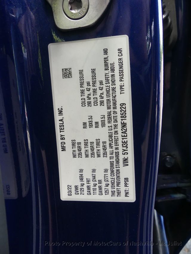 2022 Tesla Model 3 RWD - 22986895 - 44
