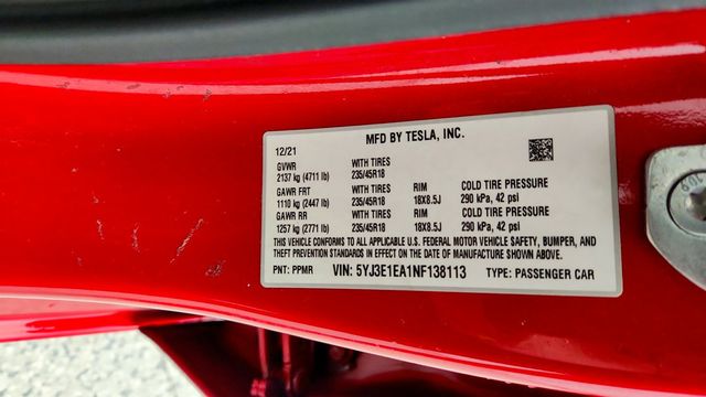 2022 Tesla Model 3 RWD - 23094479 - 23