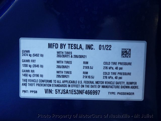 2022 Tesla Model S AWD - 23068383 - 50