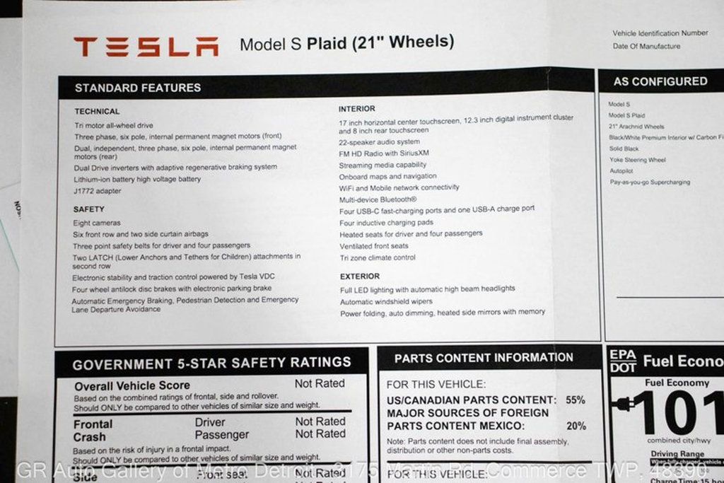 2022 Tesla Model S Plaid AWD - 23061084 - 5