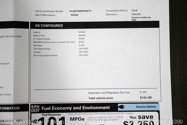 2022 Tesla Model S Plaid AWD - 23061084 - 6