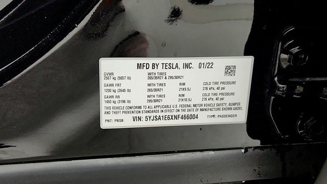 2022 Tesla Model S Plaid AWD with 21'' Arachnid Wheels - 22945605 - 22
